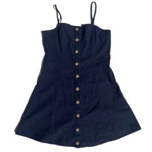 Papaya women’s size small dark blue and brown button up sleeves mini dress